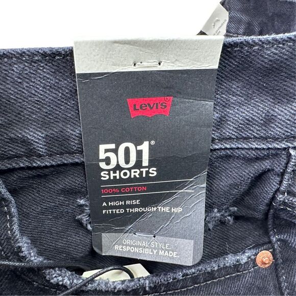 Levi’s 501 High Rise Distressed Denim Cut Off  Shorts - Size 27 - Picture 5 of 6